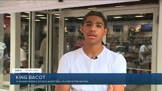 Middle school basketball phenom King Bacot hosts school supply giveaway for students [upl. by Ayiram]