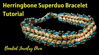 Herringbone Bracelet With Superduo Beads [upl. by Kcirde]