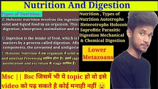 Nutrition and Digestion Msc 1st year  Types of Nutrition  Lower Metazoans  Part 1 Very simple [upl. by Bertha]