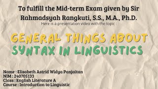 General Things about Syntax in Linguistics Video Presentation [upl. by Nasya364]