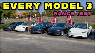 Tesla Model 3 Mega Highway Range Test Every Highland Refresh Variant Driven From 100 Full To Dead [upl. by Body]