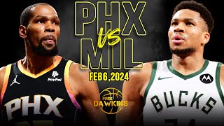 Phoenix Suns vs Milwaukee Bucks Full Game Highlights  February 6 2024  FreeDawkins [upl. by Olimreh]