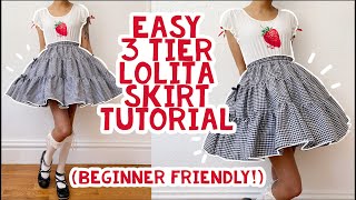 ❤️ How To Make A Lolita Skirt  Easy DIY 3 Tier Lolita Skirt Tutorial ✂️❤️ [upl. by Wall984]