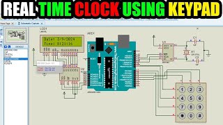 how to make and set a real time clock using keypad ds1302 and Arduino on proteus [upl. by Posehn]