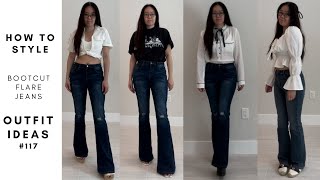 HOW TO STYLE HIGH RISE BOOTCUT FLARE JEANS  LOOKSBOOK  OOTD 117 [upl. by Ahern860]