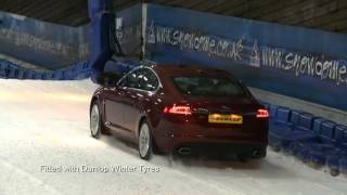 Jaguar XF winter tyre demonstration in a Snowdome [upl. by Elberfeld]