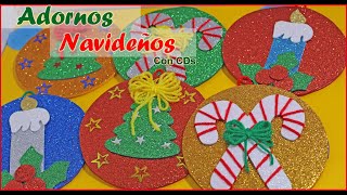 Cómo Hacer Adornos Navideños con CDs Christmas Ornaments Made with CDs DIY Simple y Creativo [upl. by Trinl819]