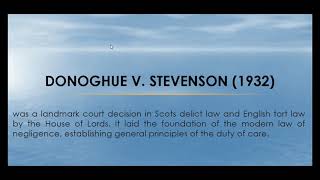 Donoghue v Stevenson 1932  Doctrine of Negligence  Law of Tort  Case Summary [upl. by Trevorr509]