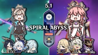 Genshin Impact  Spiral Abyss 51  Floor 12  Lynette plunge x Miko overload [upl. by Quickman]