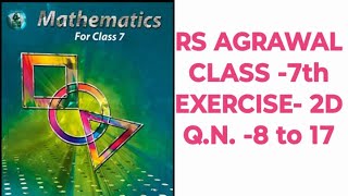 Maths RS AGRAWAL CLASS 7TH EXERCISE NUMBER 3D Questions Number 8 to 17maths rsaggarwa [upl. by Labannah]