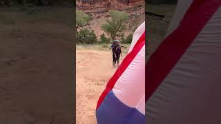 Tandem BASE jump landing with Tandem BASE Norway in Moab Utah youtubeshorts wildlife fly epic [upl. by Jasmin]