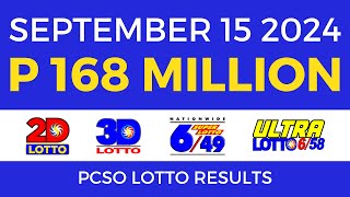 Lotto Result Today 9pm September 15 2024  PCSO Complete [upl. by Gnilyam]