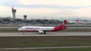 Atlasglobal Airbus A321 Istanbul Ataturk Havalimanı kalkış [upl. by Brownley]