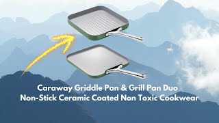 Caraway Griddle Pan amp Grill Pan DuoNonStick Ceramic Coated amp NonToxic Why You NEED these ad [upl. by Adnohsar]