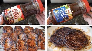 Korean BBQ KBBQ PreMade Bottled Marinade Testing  CJ Bulgogi amp Haioreum Kalbi brands 4K ASMR [upl. by Jangro]