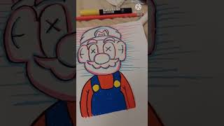 Drawing Mario With Posca Markers Glitch Effect [upl. by Einnep]