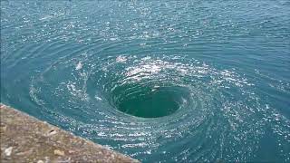 Real large vortex  whirlpool at SaintMalo Barrage de la Rance [upl. by Mot883]