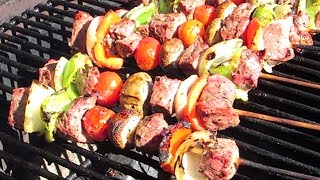 Kebabs  Grilled Marinated Steak Kebabs [upl. by Ylrebmic]