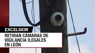 Retiran en León Guanajuato cámaras ilegales montadas en la vía pública [upl. by Ireva]