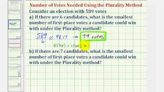 Ex Determine the Least Number of Votes Needed Using the Plurality Method [upl. by Huxley]