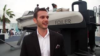 The million dollar Foiler Flying Yacht at the Dubai International Boat Show [upl. by Lilak116]