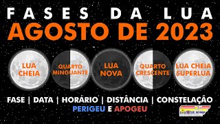 Fases da Lua em agosto de 2023 [upl. by Inohtna]