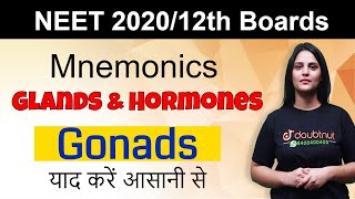 Tips To Remember Glands amp Hormones  Gonads  NEET 2020  Class 12 Boards [upl. by Ragnar]