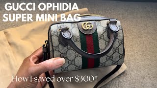 Gucci Ophidia Super Mini Top Handle Bag  What Fits  Mod Shots [upl. by Erihppas]