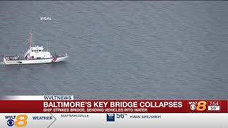 Aerials showing the damage at Baltimores Key Bridge collapses [upl. by Navets]