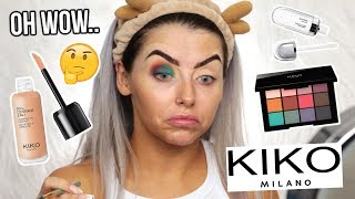 TESTING NEW KIKO MAKEUP FULL FACE OF FIRST IMPRESSIONS REVIEW  TUTORIAL [upl. by Enilkcaj]