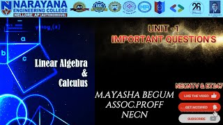 Maths  Linear Algebra amp Calculus  M1 JNTUA  R23  Syllabus  Matrices Topic by M Ayasha Begum [upl. by Baldwin]