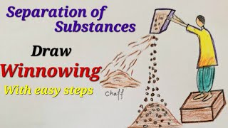 Winnowing process drawing easy How to draw Winnowing process of separation easy [upl. by Dlaregztif]