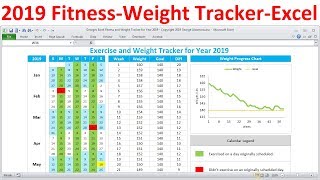 Fitness Tracker and Weight Loss Tracker for 2019  Workout Planner Weight Tracker Excel Template [upl. by Megdal477]