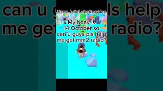 Day 13 saving up for mm2 radio and halloween fits UserJulieLukeRegAlex roblox rblxmm2 plsdonate [upl. by Lareena]