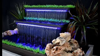 How to make Beautiful Waterfall Fountain with LED light  DIY [upl. by Colbye909]