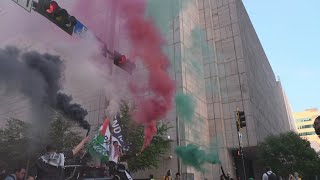 Hundreds of proPalestinian demonstrators marched through Downtown Dallas on Tuesday [upl. by Roxi]