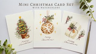 Mini Christmas Card Set with Watercolors [upl. by Kcirdaed]