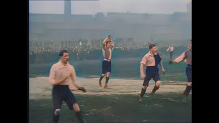 colorized 4K 60fps Football match in 1902 Town v Thornhill [upl. by Ahteres]