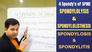 Spondylosis Spondylolisthesis Spondylitis Spondylolysis Cervical and Lumbar spondylosis [upl. by Marion]